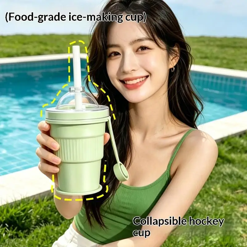 Foldable Silicone Ice Ball Maker: Large Sphere Cocktail Cup Easy Release Reusable Freezer