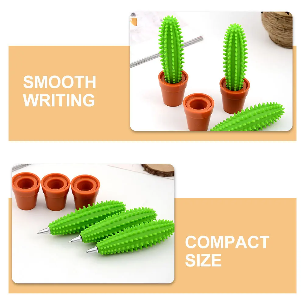 

3Pcs Cactus Neutral Ballpoint Pens Fine Tip Portable Ink Pens Creative Writing Supplies for Home Office Cute Stationery Items