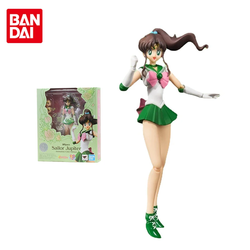 Bandai-figura de Sailor Moon SHF Kino Makoto Jupiter Joint, figura de Anime genuina móvil, modelo de figura de acción, juguetes para niños