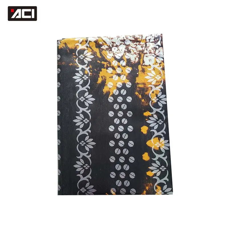 ACI Bazin Riche Shadda Brocade Nigeria Style 5 Yards Tie Dyed Gold Printing Damask African Jacquard Fabric For Wedding Dress