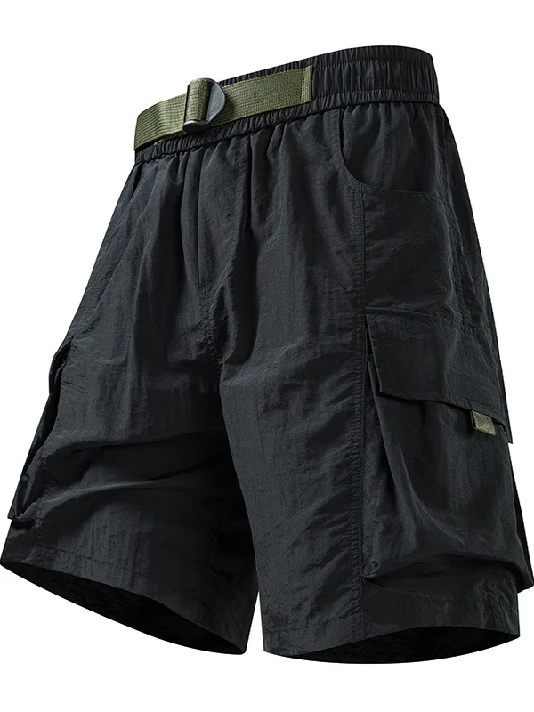 

Мужские летние шорты из ледяного шелка, тонкие, быстросохнущие, повседневные, рабочие, до середины икры, для активного отдыха