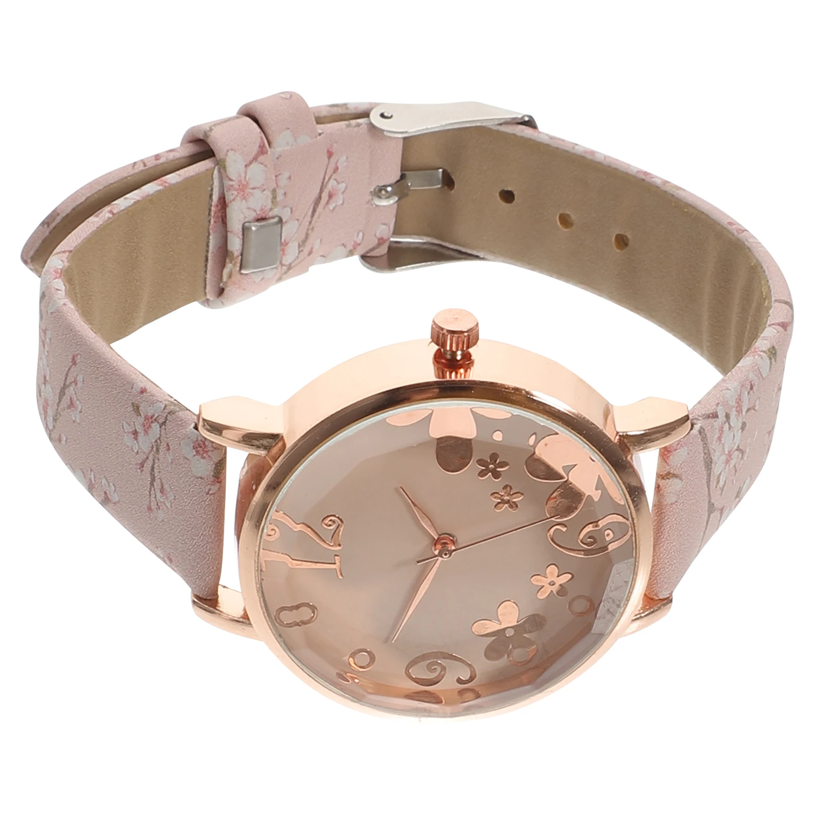 Orologi al quarzo da donna Squisito quadrante floreale Lega di vetro rosa Comodo leggero Casual quotidiano Orologio da polso da donna per ragazza
