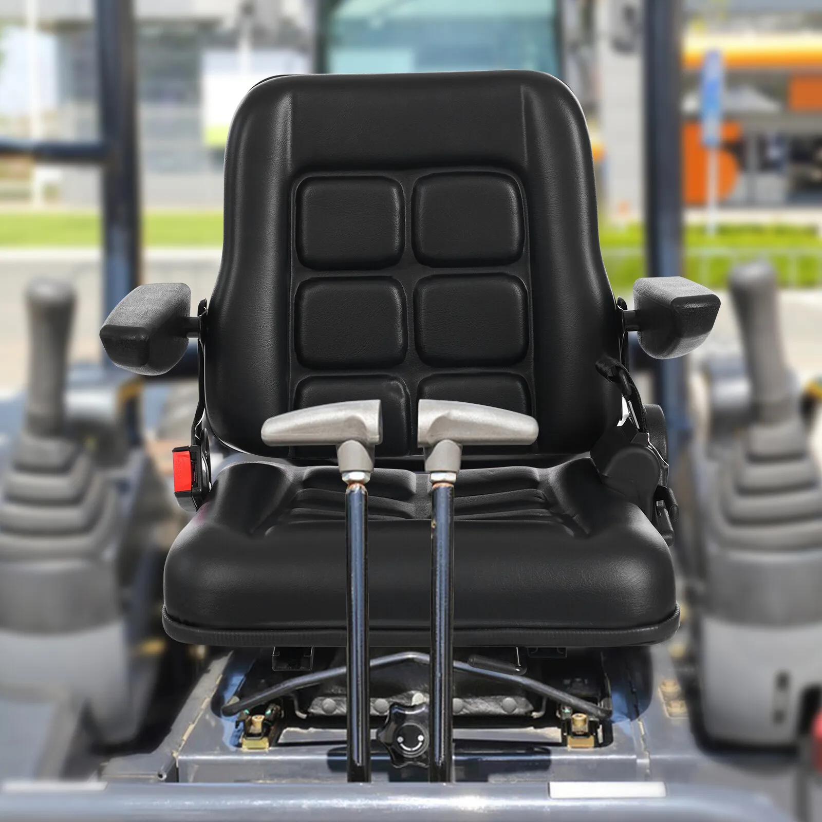 

Регулируемое сиденье для газонокосилки, трактора, вилочного погрузчика, экскаватора с подлокотниками для комфортной езды