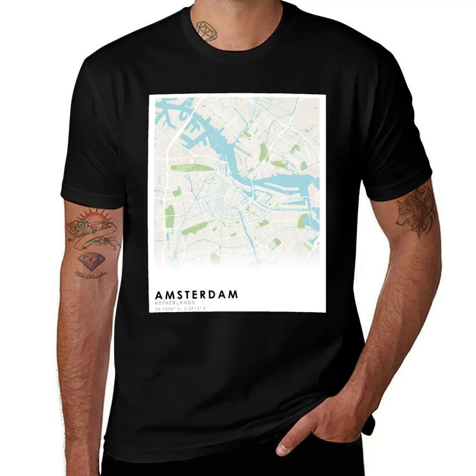 

Amsterdam Netherlands minimalist city map T-Shirt Clothing T-shirts for men cotton