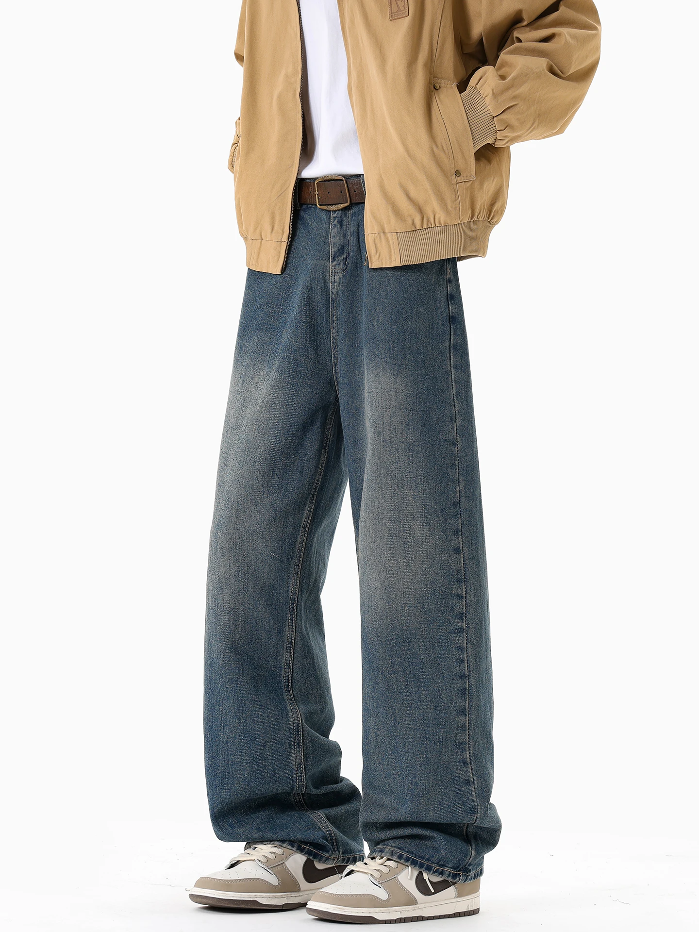 

Винтажные мужские джинсы Barn Sle, свободные американские уличные осенние удобные свободные джинсы из мягкого хлопка с прямыми штанинами