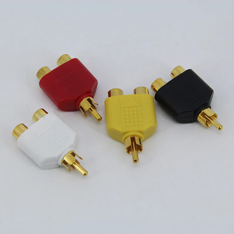 1 uds/4 Uds chapado en oro Audio Video 1 Rca macho a 2 rca hembra 2-RCA convertidor divisor AV acoplador conector adaptador enchufe
