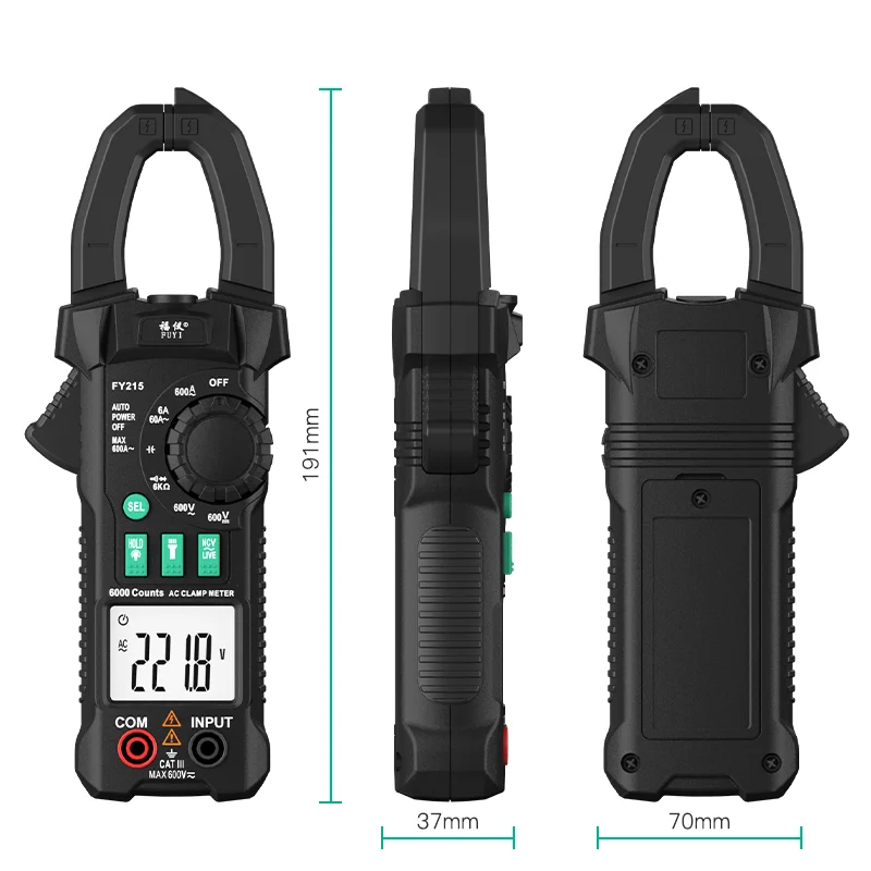 AC DC Digital Clamp Meter Auto Rang Multimeter True RMS Smart Plier Ammeter High Precision Capacitance Voltage Hz Ohm NCV Tester