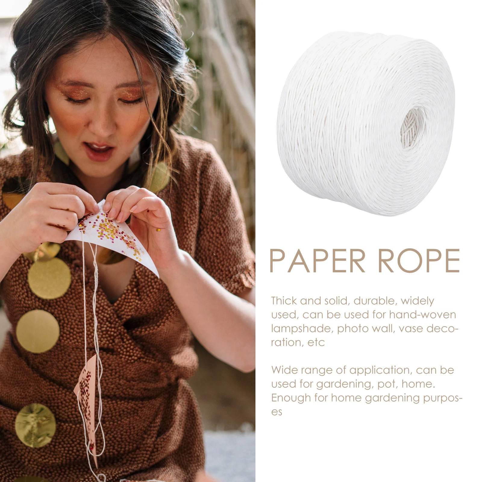 1 Roll Multifunctional Paper Rope for DIY Lamp Cover Handmade Craft Supplies Decorative Packing Ribbon Weaving and Gift