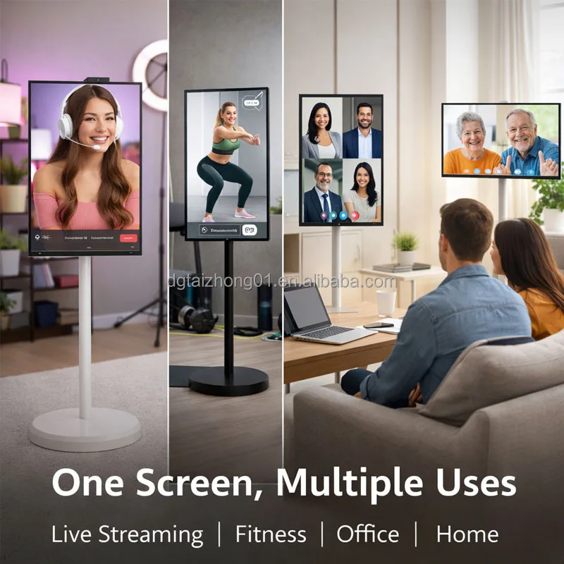 

32Inch HD Live Streaming Smart Rotate Smart TV Height Adjustable Android Standby Battery Powered Touch Screen With USB Interface