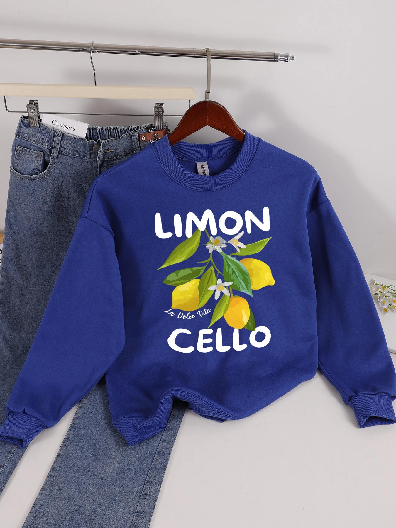 Fresco Limon Violoncello Vita Stampa Donna Sport Felpe giornaliere Street Y2K Felpa con cappuccio Autunno Inverno Pullover In pile Abbigliamento casual