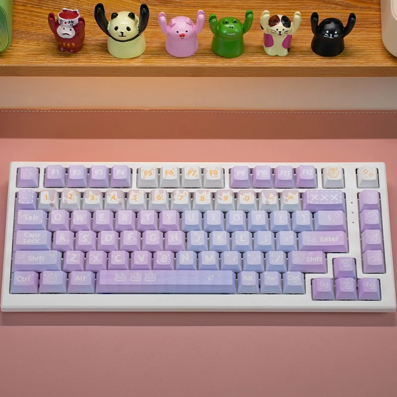 Purple PBT Keycaps Set,131 Keys OEM Cherry Profile Dye-Sublimation Custom Keyboard Key Cap For MX Switches Mechanical Keyboard