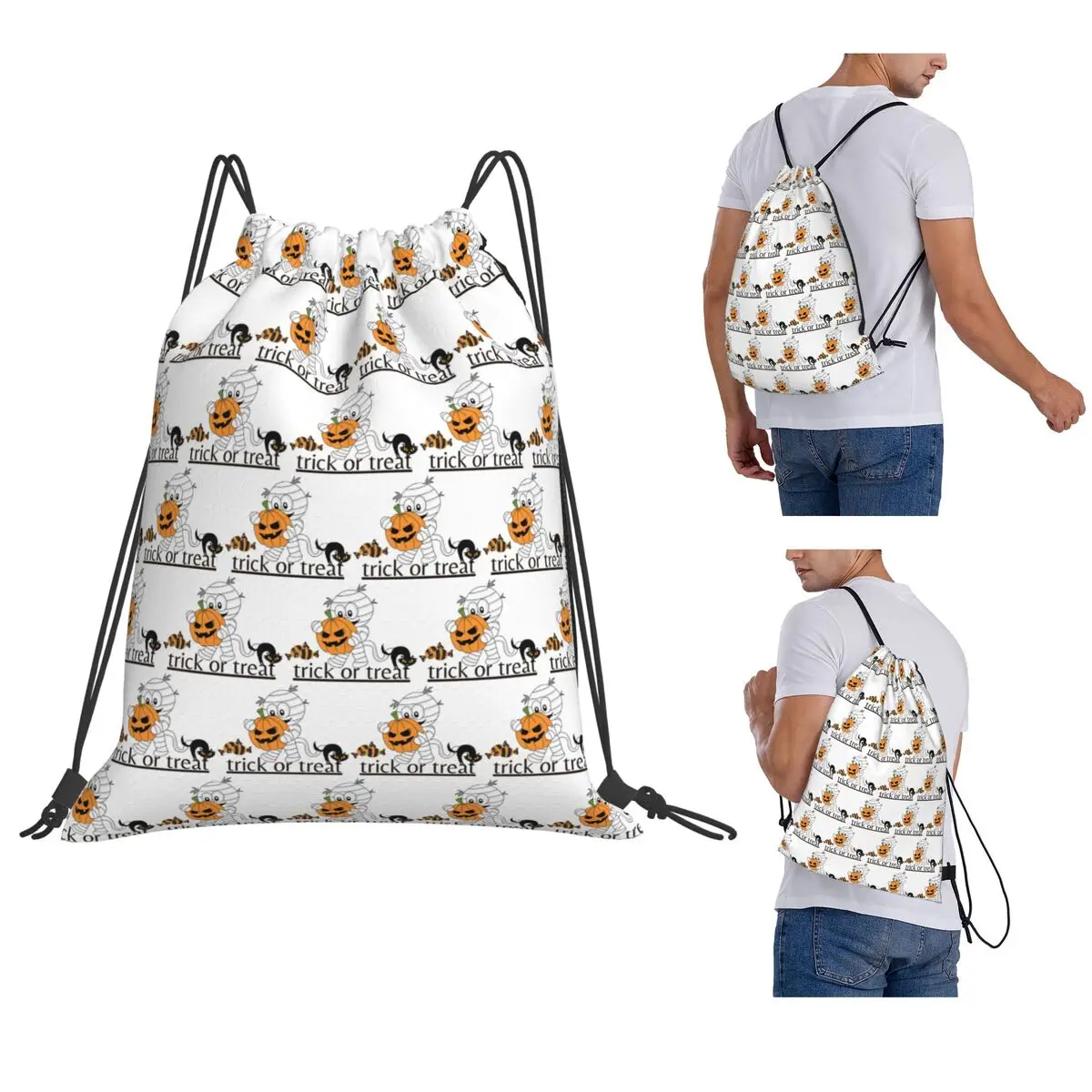 Trick Or Treat (Mummy) Backpacks Multi-function Drawstring Bags Sports Bag Book Bags for Man Woman Students