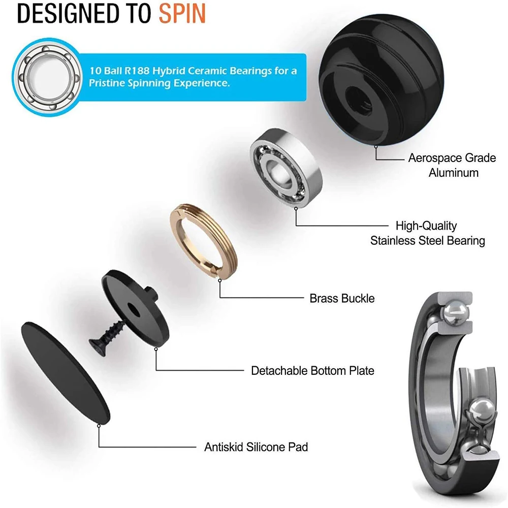 Gyroscope sphérique décompression boule de puissance jouet de bureau gyroscope en métal illusion d'optique hypnose Fidget doigt jouet FidgetToy