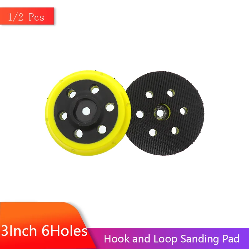3 Zoll 74MM 6-Loch Klett-Schleifpad-Set 1/2 Stück PU-Schaum Staubfreies Trägerpad für Elektrische Exzenterschleifer