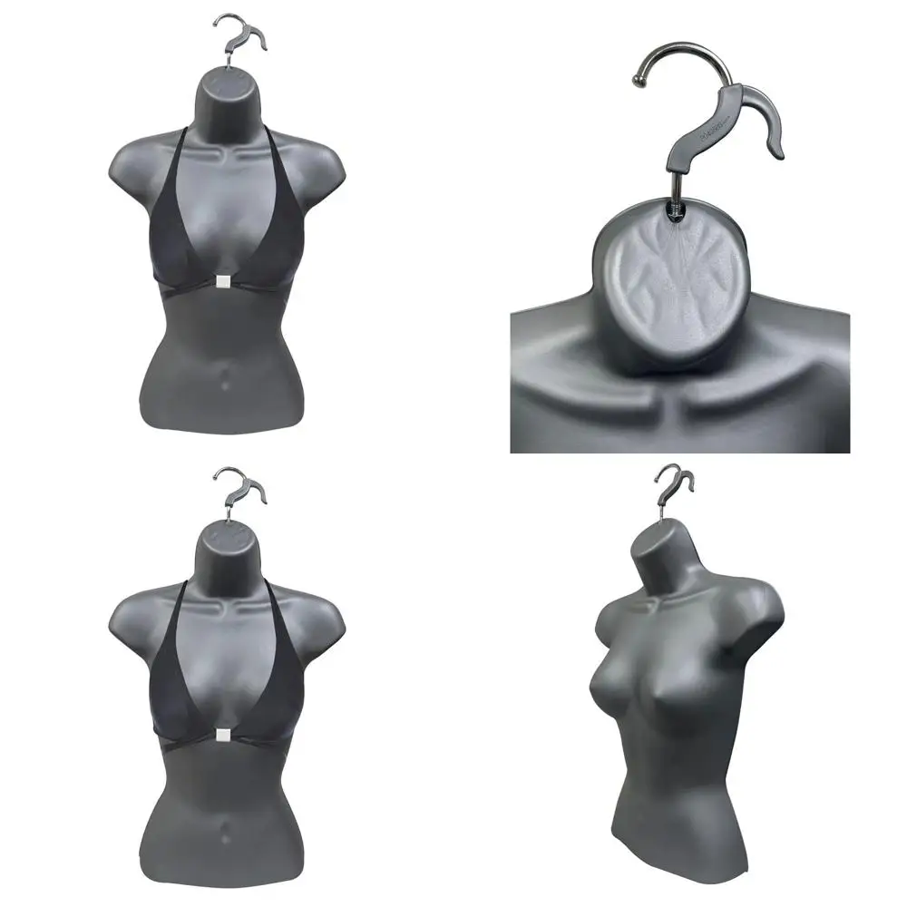 

Gray Stackable Hollow Back Mannequin Set of 3 for S-M Clothing, with Hanging Hooks and Countertop Display Options
