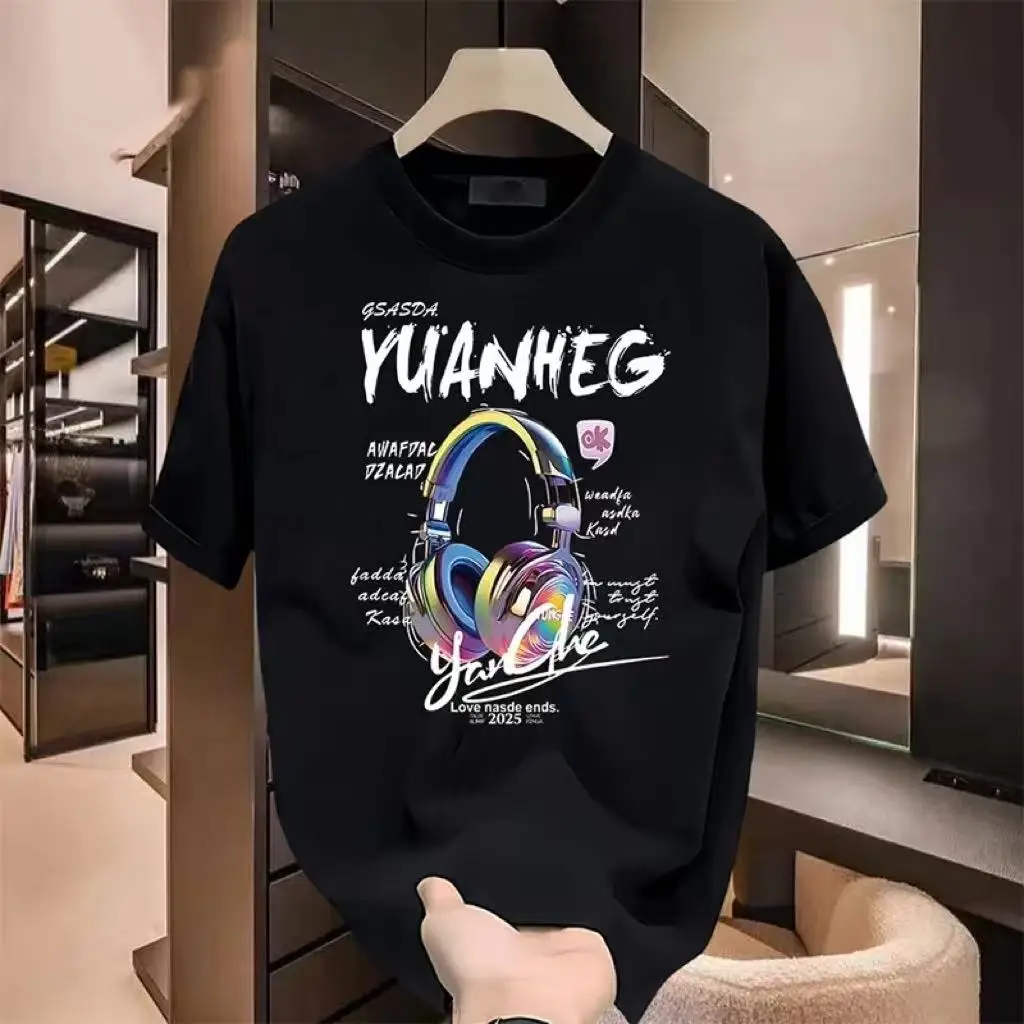 Premium 260g Heavyweight Premium T-Shirt Trendy Brand Summer Loose American-Style High-End Top Fine Combed Cotton Short-Sleeved Round-Neck T-Shirt.cotton t shirt, 100% cotton tee, soft breathable t-shirt, summer short sleevetops, unisex graphic tee      .
