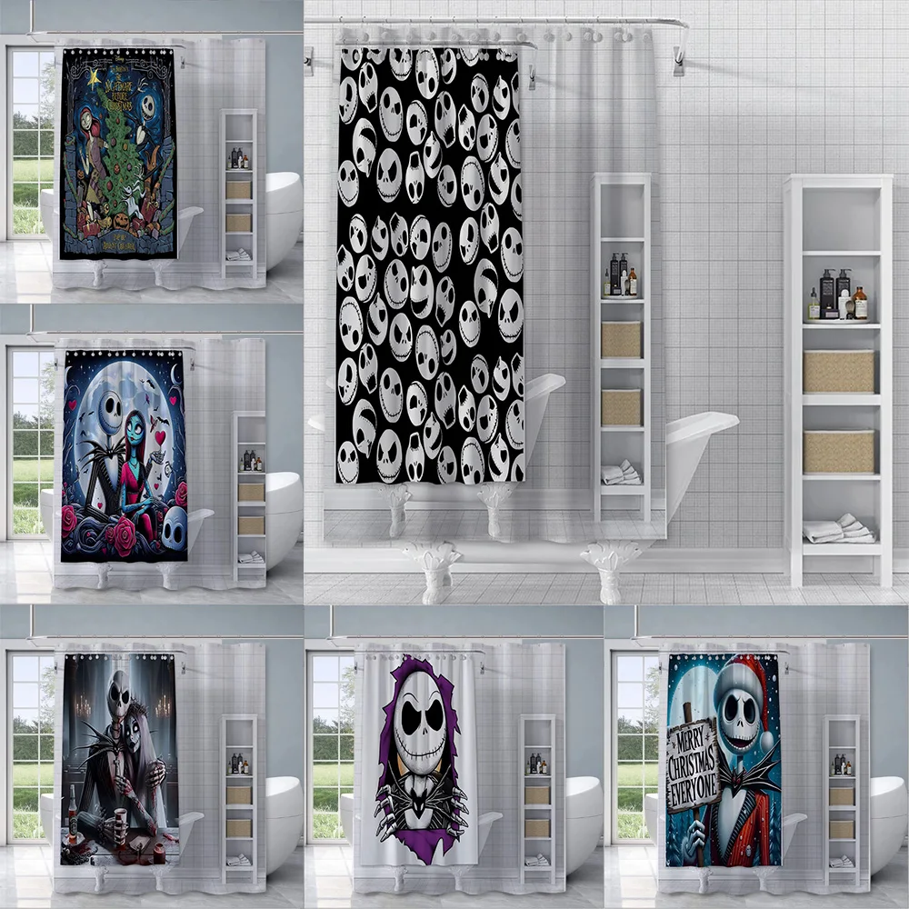 Disney Cartoon Jack Skellington Shower Curtain Waterproof Polyester Fabric Paint Bath Curtains Home Bathroom Decor Curtain