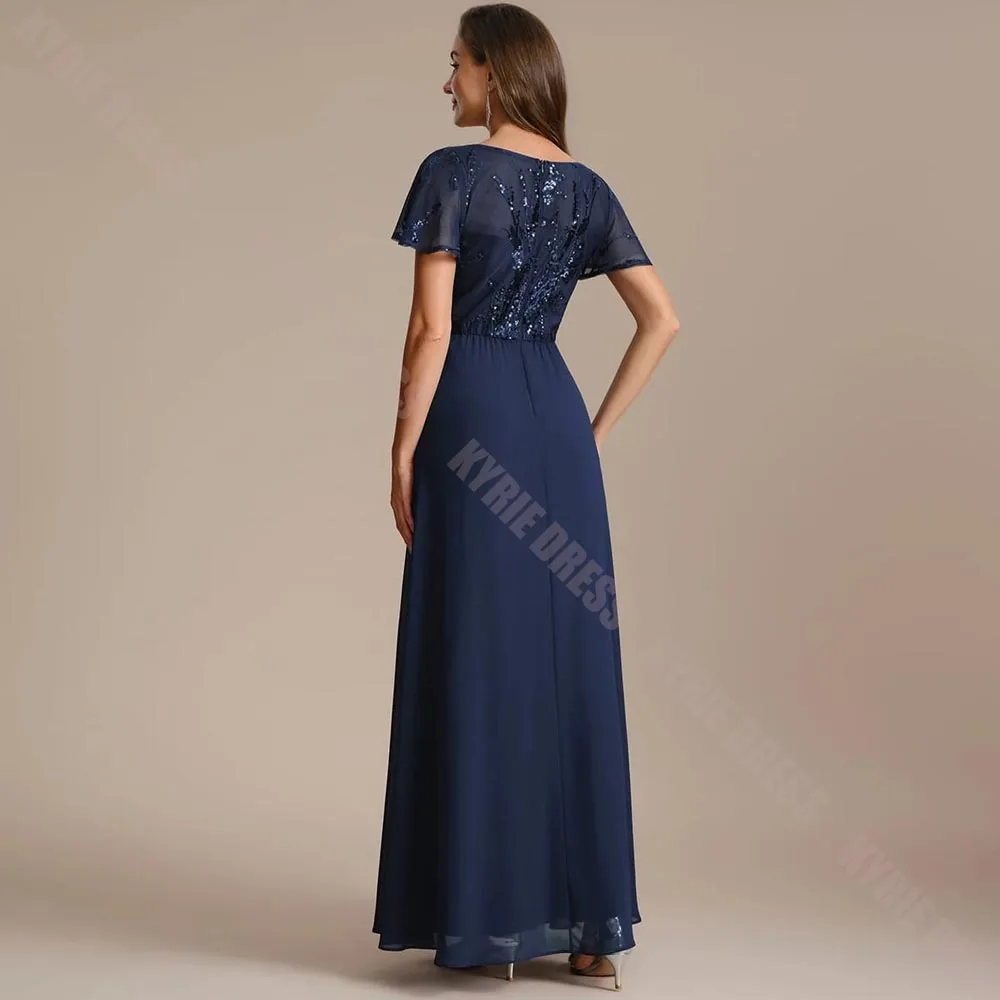 Customized Mother of The Bride Dresses 2026 V Neck Sequined Ruffles A Line Elegant for Wedding Guest Dresses Party Evening Gowns