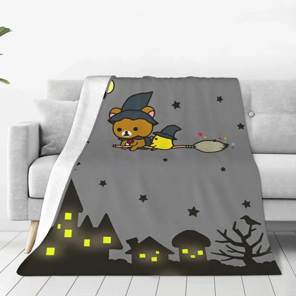 Super Soft Blanket Picnic Rilakkuma Halloween Throw Blanket Flannel Bedspread For Couch Chair Pattern Sofa Bed Cover