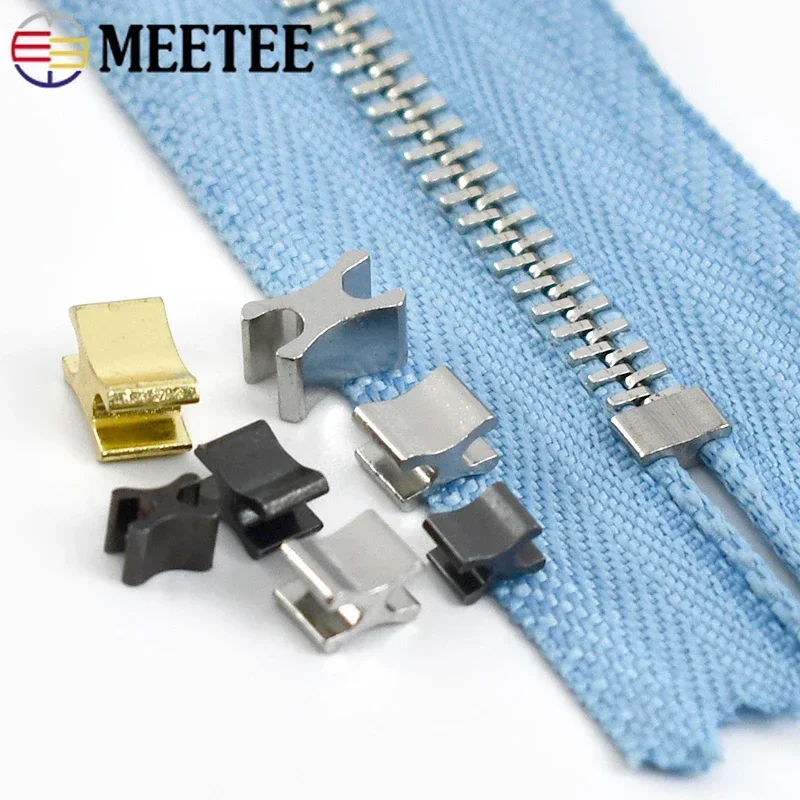 50/100Pcs Meetee 3# 5# Metal Zipper U Stopper Repair Kit Zips Tail Clip Non-slip End Locks DIY Tailor Tools Sewing Accessories