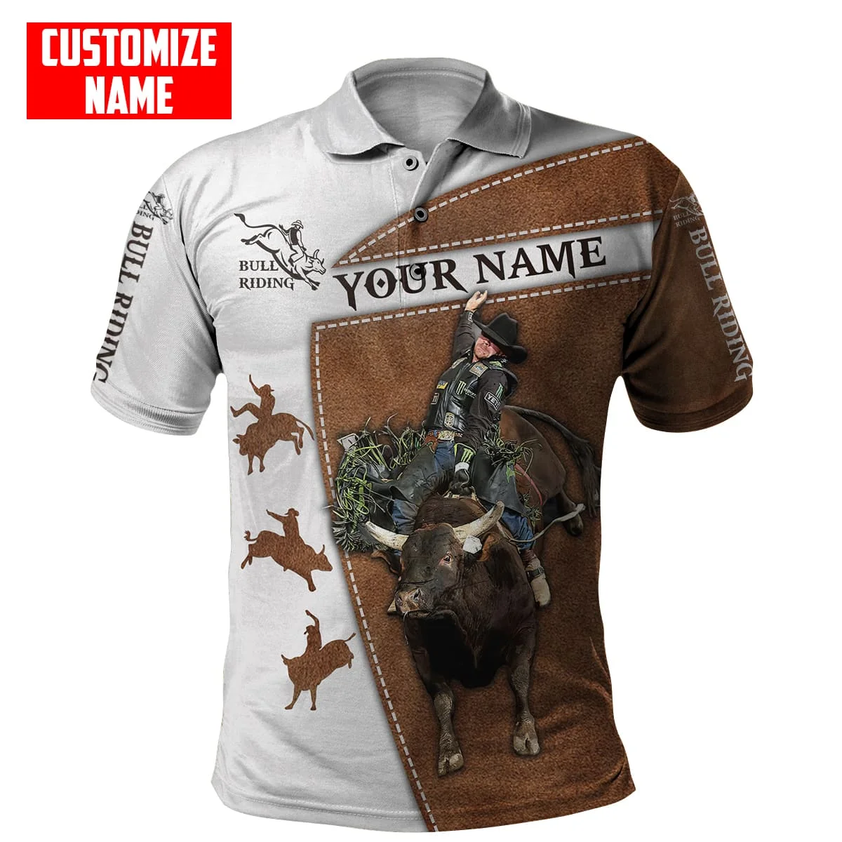 Personalized Name Bull Riding 3D All Over Printed Mens Polo Shirt Summer Short Sleeve t-shirt Street Casual POLO shirt tops WK18