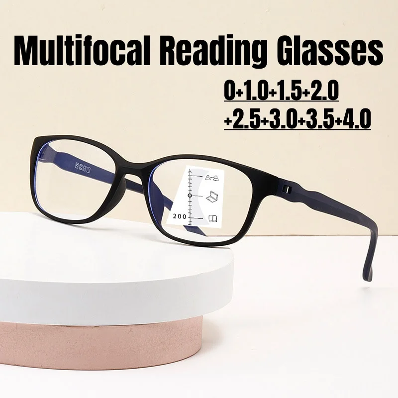 

Men Ultralight Multifocal Reading Glasses Fashion Women's Presbyopia Eyeglasses Stylish Vintage Far Sighted Eyewear 0+1.0+4.0