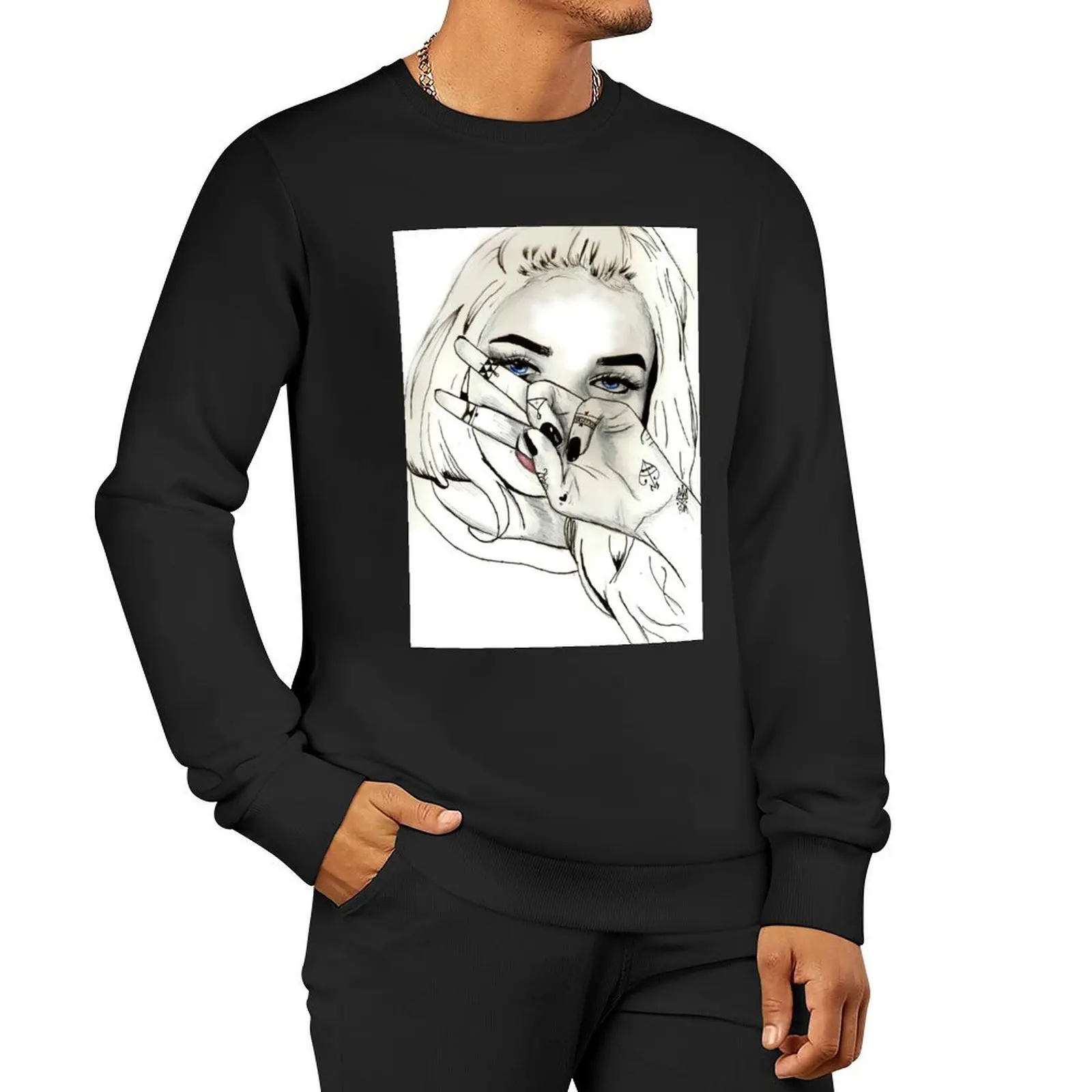 Pia Mia Pen Drawing Pullover fashion men blouse male clothes korean autumn clothes pullover