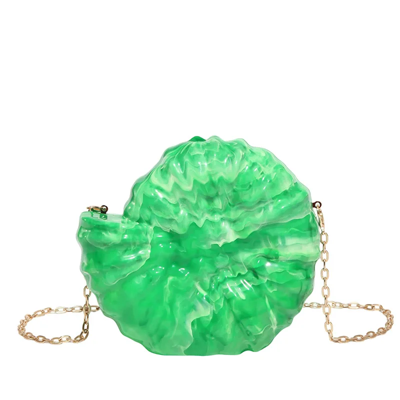 Fashionable Conch Shell-shaped Ladies' Evening Bag Trendy Acrylic Box Clutches Female Chain Shoulder Bag Party Wedding Purse