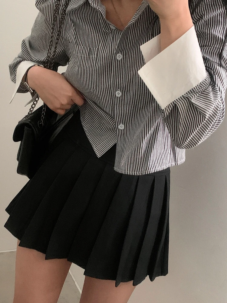 Colletto da donna ort a righe irt Slim Fit Lungo Sve Design a vita alta Autunno New Sle Faionable Top dimagrante