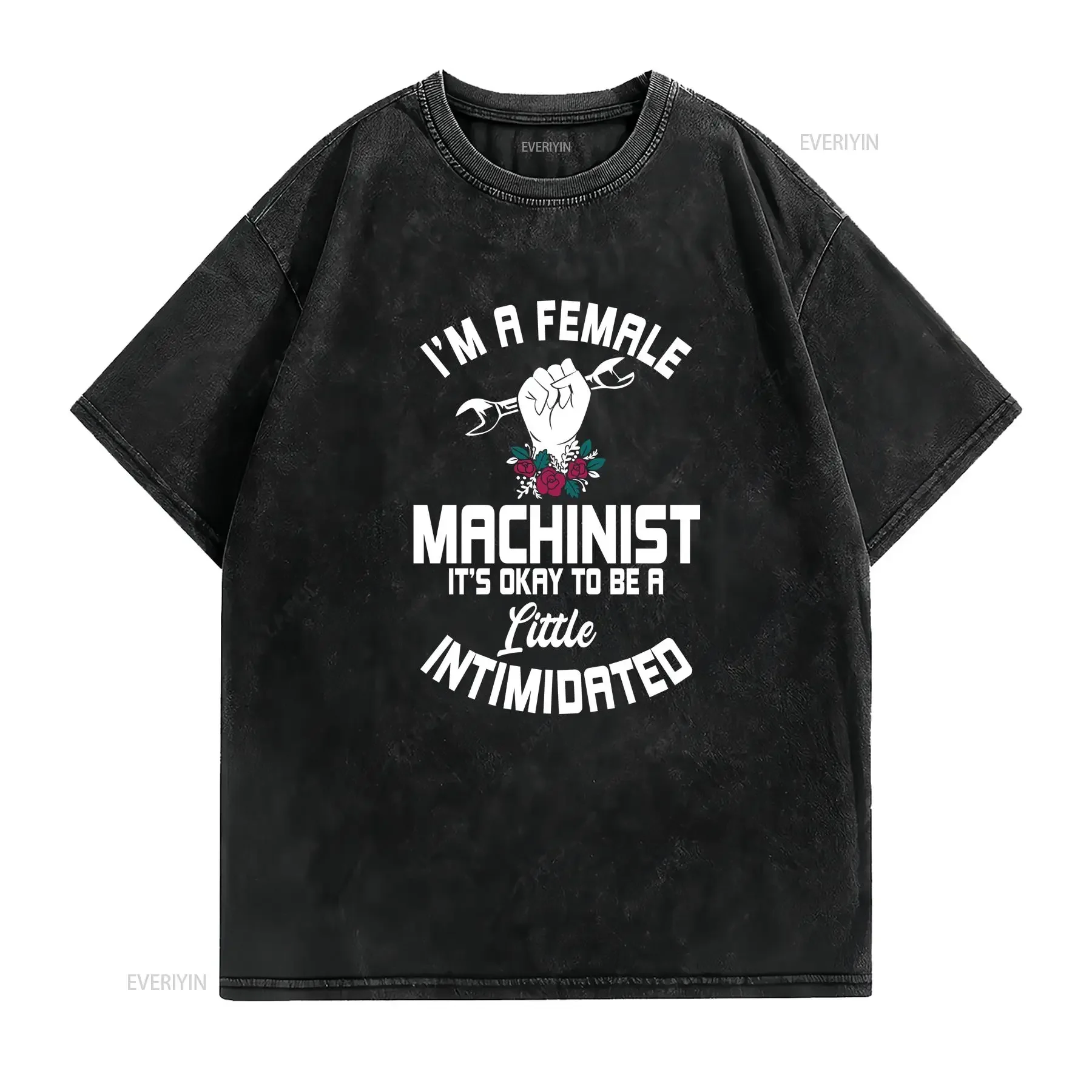 I'm A Female MachinisT T Shirt Lady Machine Operator Minder Technician Caliper Design Micrometer  vintage Washed Stylish Soft