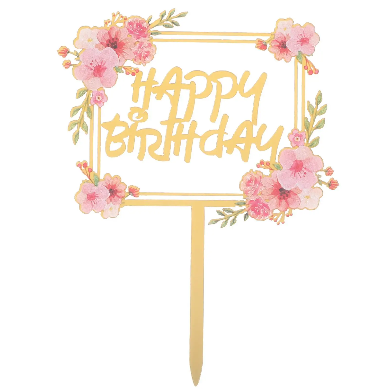 

Metal Birthday Flag Cake Toppers Happy Party Pick Cupcake Ornament Decorative Prop Acrylic Banner Sweet Memories