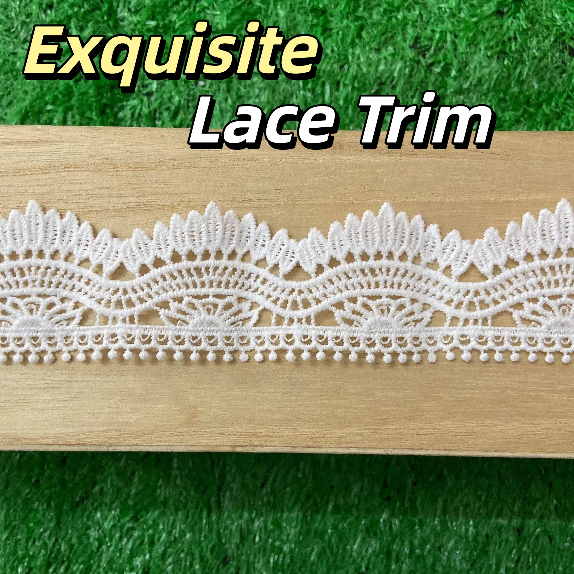 Exquisite White Leaf Lace Trim, Scalloped Edge, 1.96 Inch, for Clothing, Tablecloths & Handmade Projects