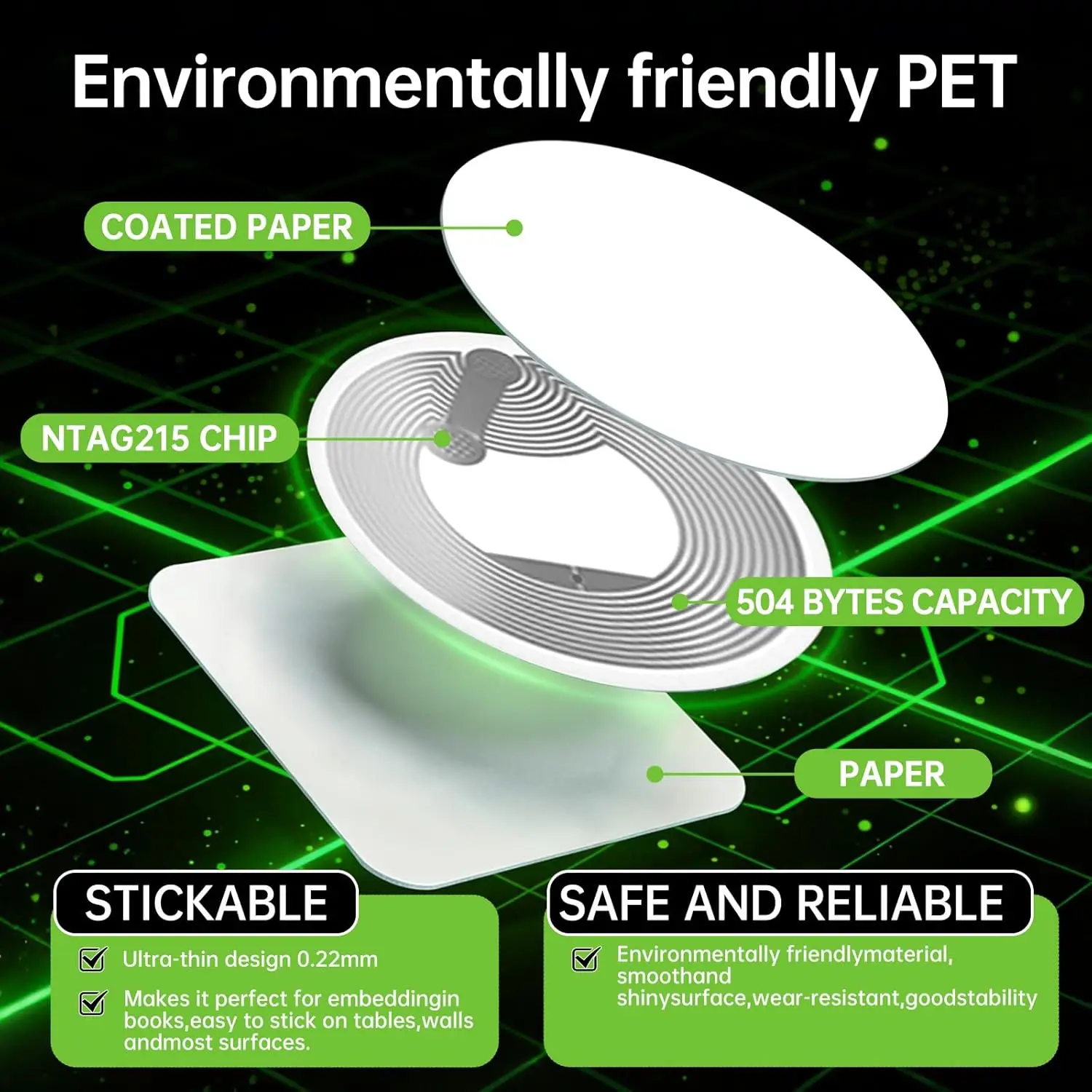 NFC Tags Adhesive NFC Stickers Chip Rewritable Ntag 213 215 216 NFC-Tags 144 504 888 Bytes For Universal NFC-Enabled Devices view 4