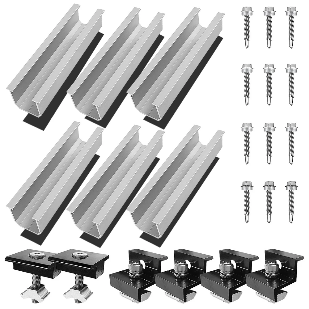 U-shape Solar Panel Bracket 6Pcs 12cm Kit,  Aluminium Mounting Rail Solar Mounting Rail Connector For Flat Roof Tiled Roof