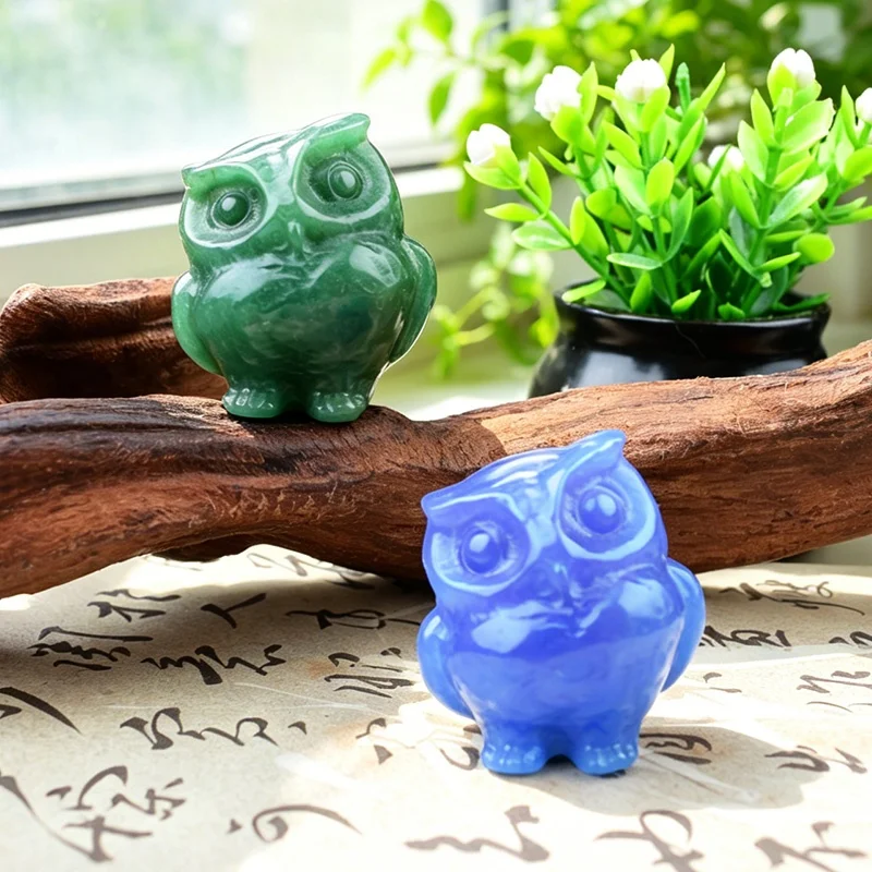 Natural Healing Crystal Owl Sculpture Hand Polished Mixed Gemstone Owl Ornament Reiki Crystal Craft Gift for Collection