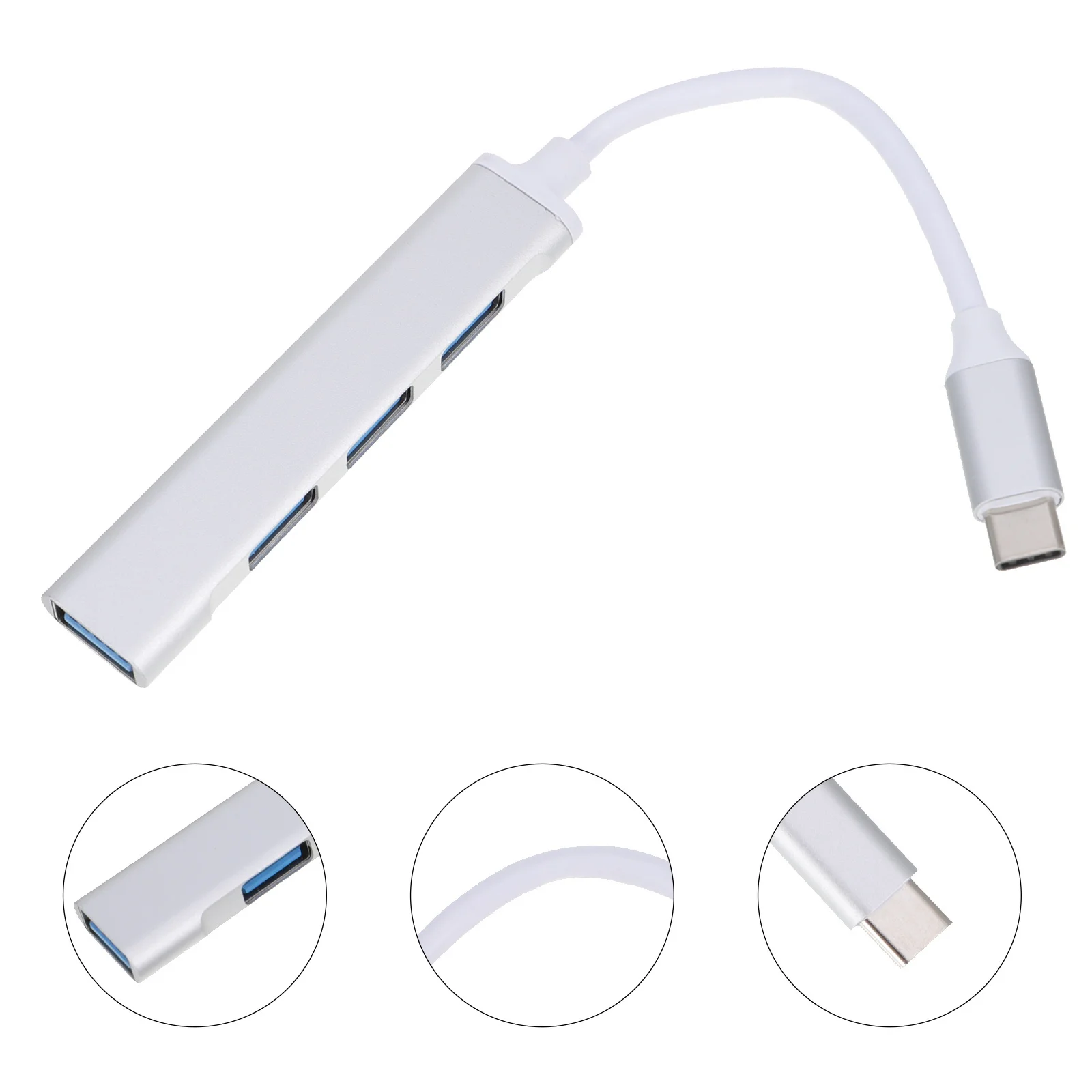 USB Type-C 4-poorts datahub Aluminiumlegering Duurzame laptoptelefoonadapter Plug and Play Multifunctionele uitbreidingsoverdracht USB 3.0