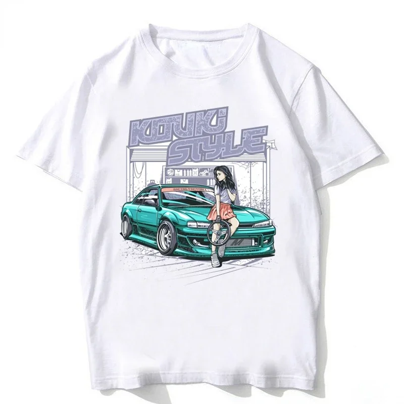 Classic Silvia S14 Kouki Style Japanese Race Car Printed T-shirt Vintage JDM Tees Hip Hop Men Casual Short Sleeve Camisetas