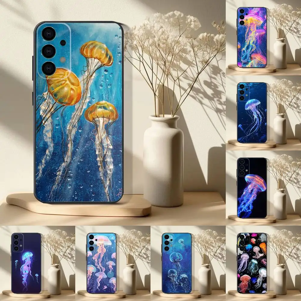 

Marine Life Ocean Jellyfish Phone Case For Samsung S 25,24,23,22,30,21,10,9,Ultra,Plus,Lite,FE,4,5G Black Soft Case