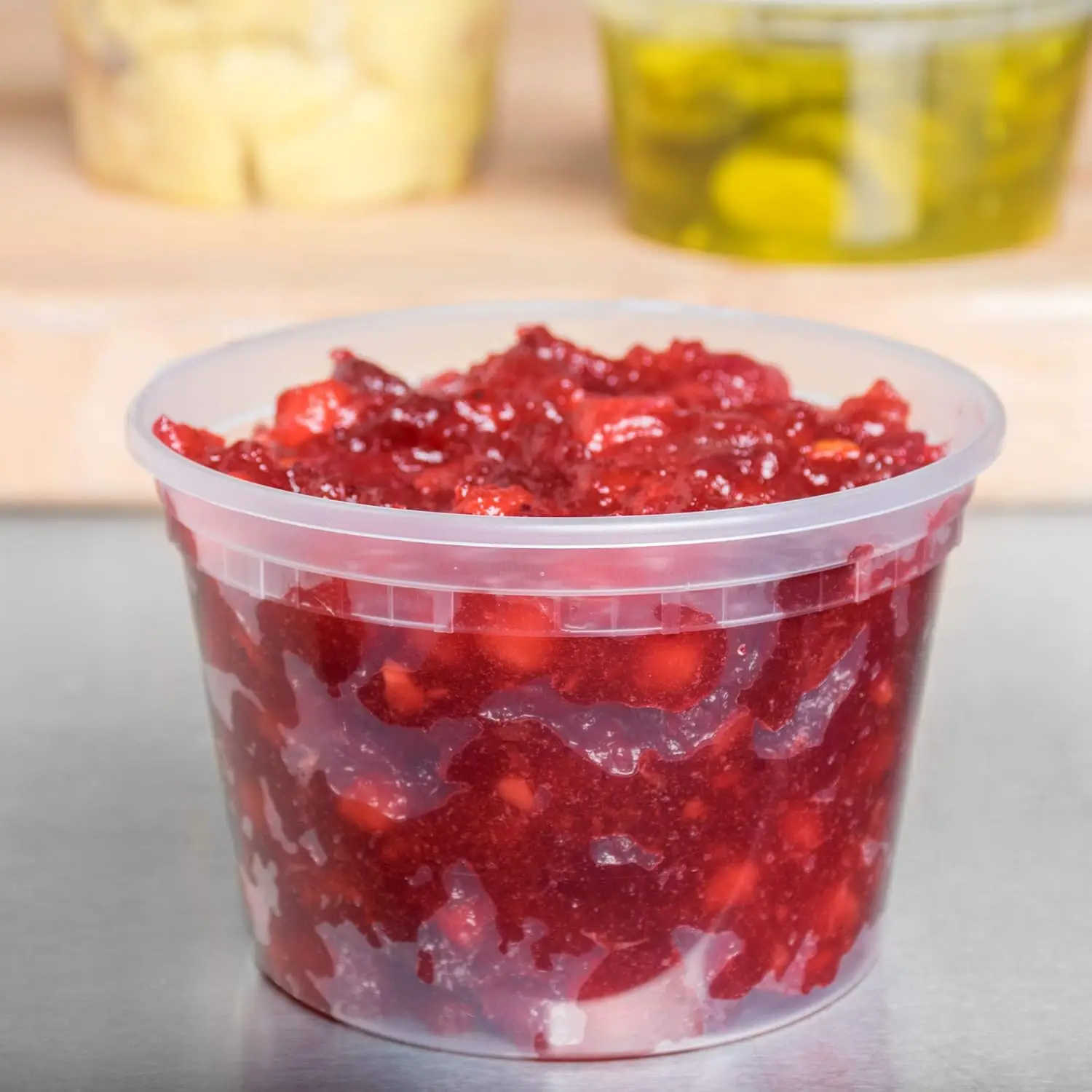 Translucent Plastic Deli Food Container with Lid, 100-Pack 16 Oz - Microwavable Hot and Cold