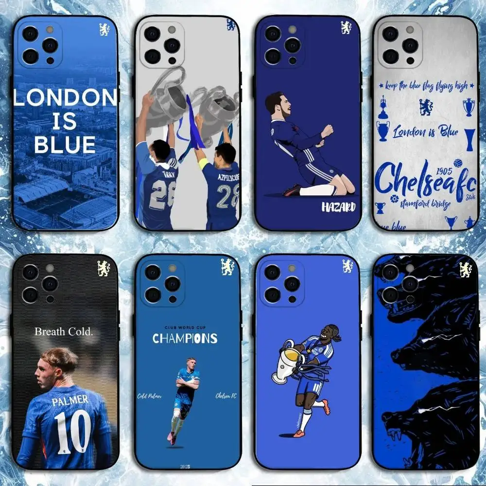 

cool football B-Blues Phone Case For iPhone17,16,15,14,13,12,11 Plus,Pro Max, Soft Silicone Black Cover