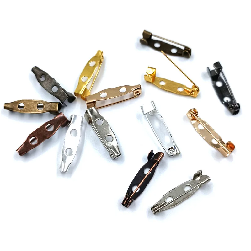 20Pcs 20*5mm Brooch Pins DIY Crafts  Double Hole Pasteable Jewelry Making Handmade Material