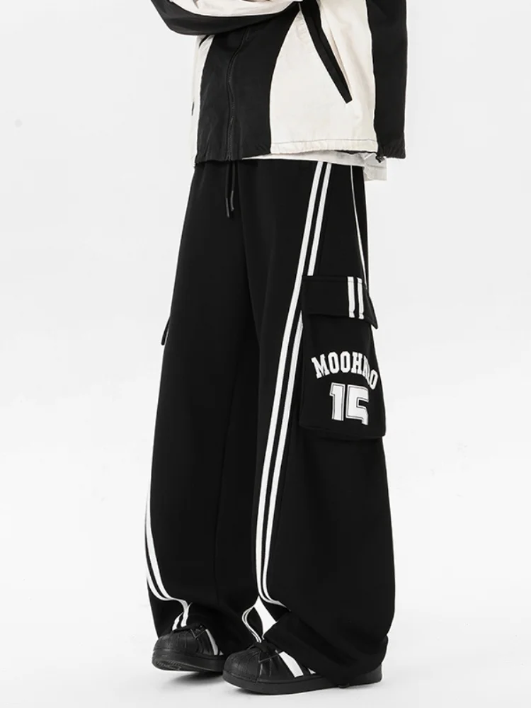 

Winter Thiened Fce Work Pants Men's Straight Leg Wide Leg Pants Patchwork Design Youthful Sle Casual Comfortable Trousers