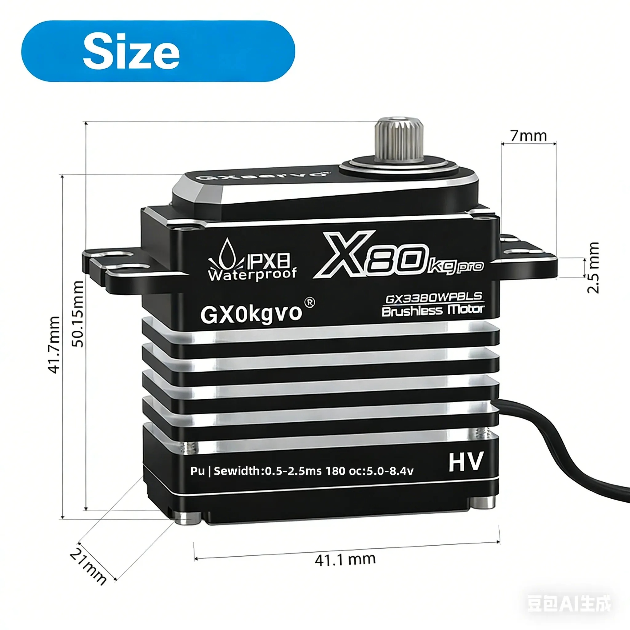 

Цифровой серводвигатель GXservo32-80kg, полностью металлический, водонепроницаемый IPX8, 5.0-8.4В, бесщеточный, с высоким крутящим моментом, для промышленных моделей с дистанционным управлением и роботов