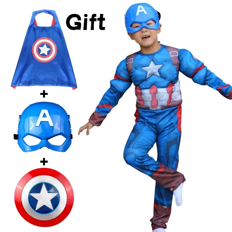 Sky03 Anime Cosplay Capitán América disfraz de superhéroe máscara escudo accesorios de fiesta disfraz de Halloween para niños S-XL55Ku %