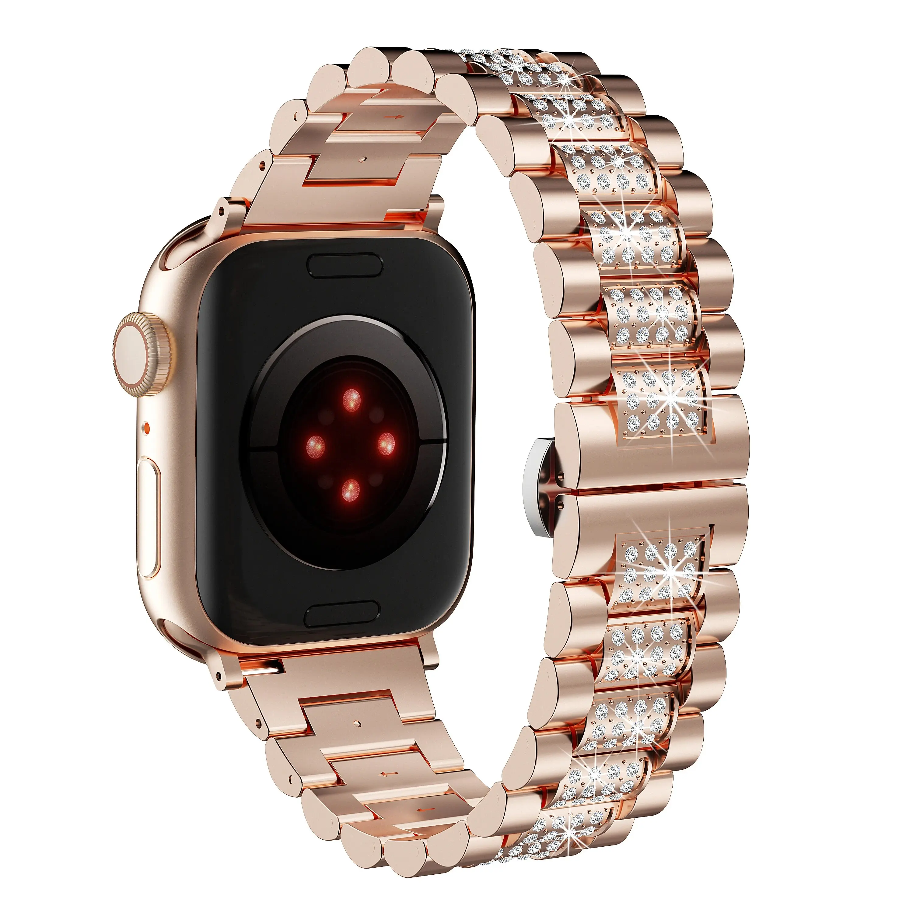 Pulseira feminina de diamante para apple watch ultra 49mm 46mm 44/45mm pulseira de metal para iwatch 10 9 8 38 40 41mm smartwatch correa