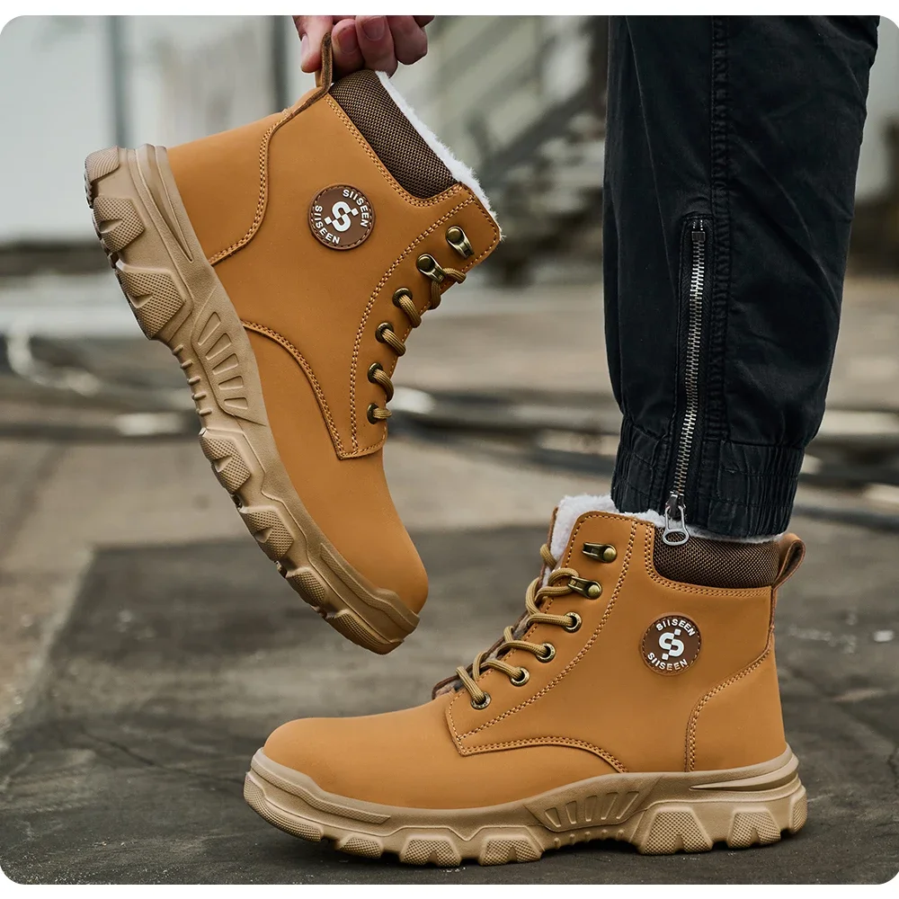 Men Winter Work Safety Boots Lightweight Steel Toe Work Shoes Men Waterproof Warm Security Protection Safety Shoes
