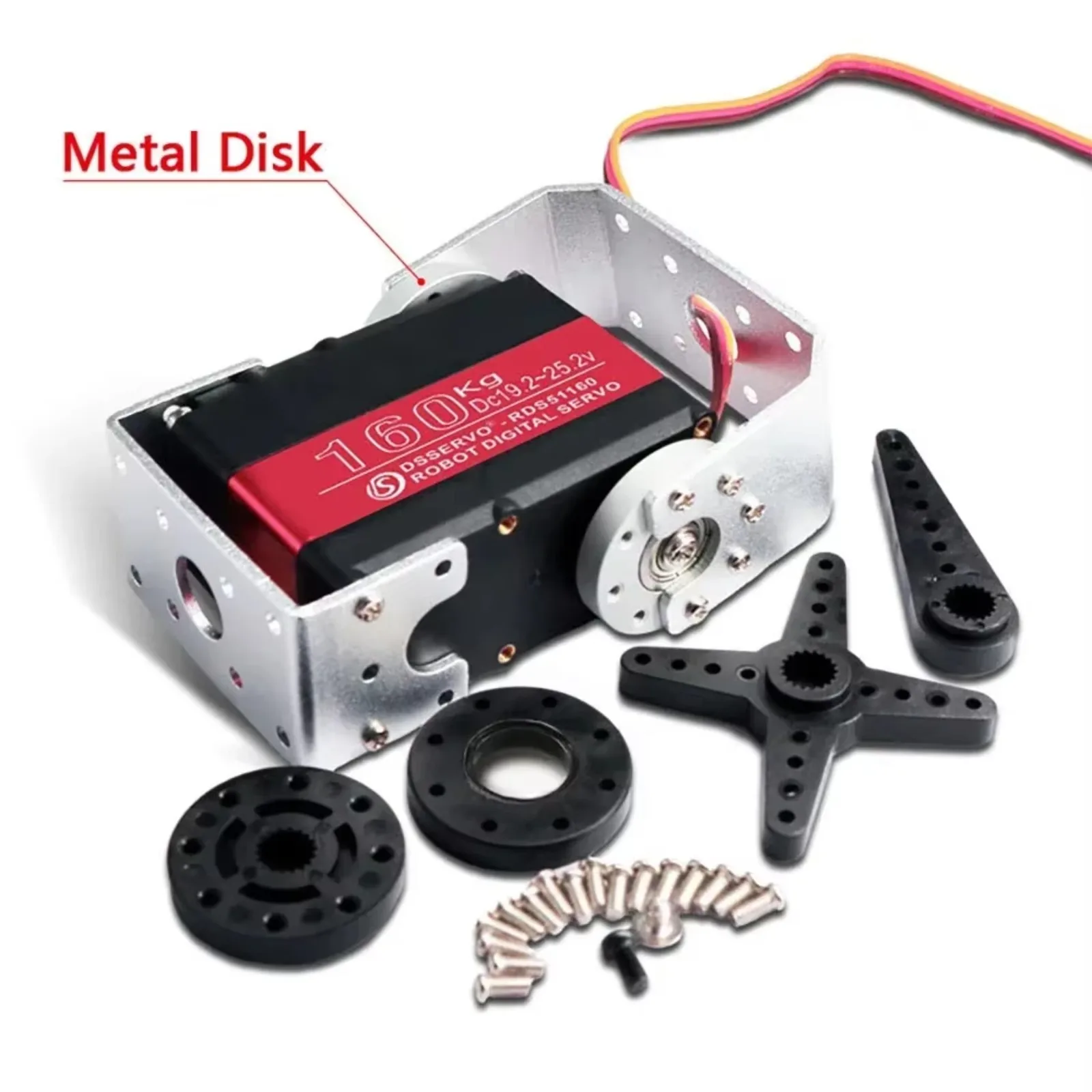 HV Robot Servo 160Kg High Torque RDS51160 Digital Servo Metal Gear Double-Shaft with U Mounting Bracket for Robot Arm