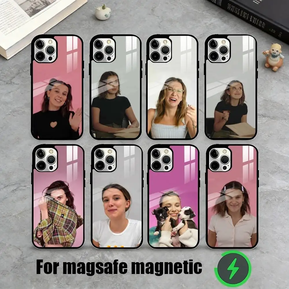 

M-Millie Bobby Brown Fan Art Phone Case For iPhone17,16,15,14,13,12,11 Plus,Pro Magnetic with Magsafe Wireless Charging