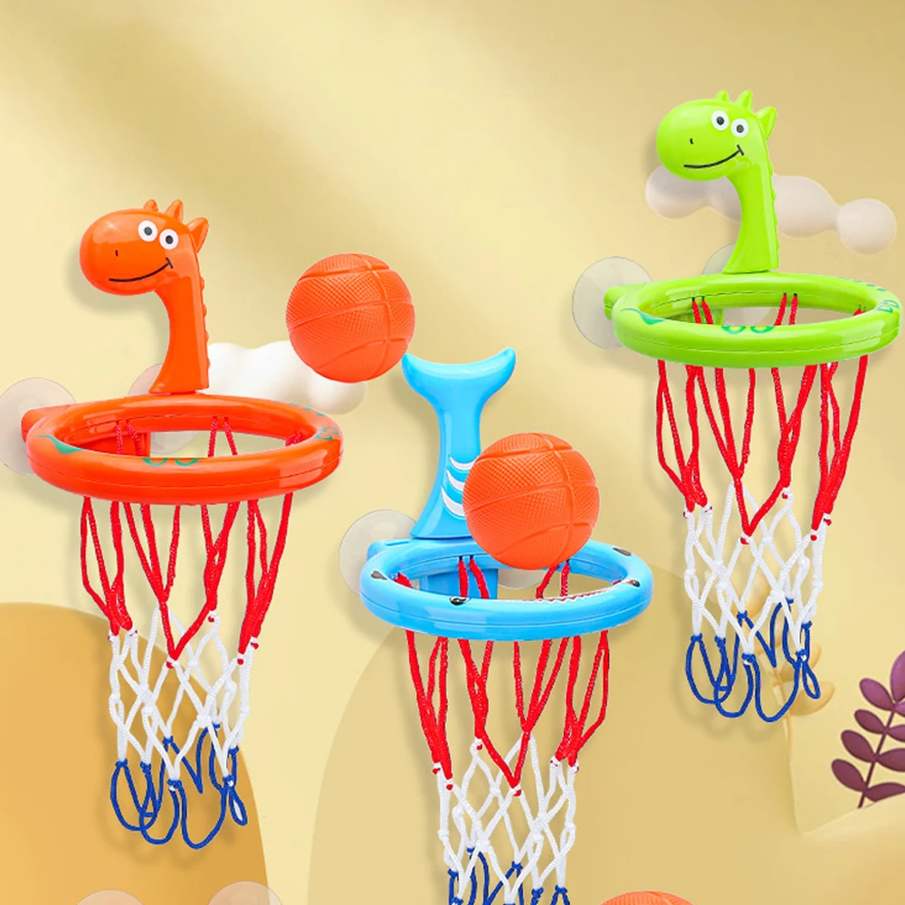 Baby Bath Toy Children Water Play Toys Set Bathroom Bathtub Suction Cup Shooting Basketball Hoop with 3 Balls Bath Toys for Kids