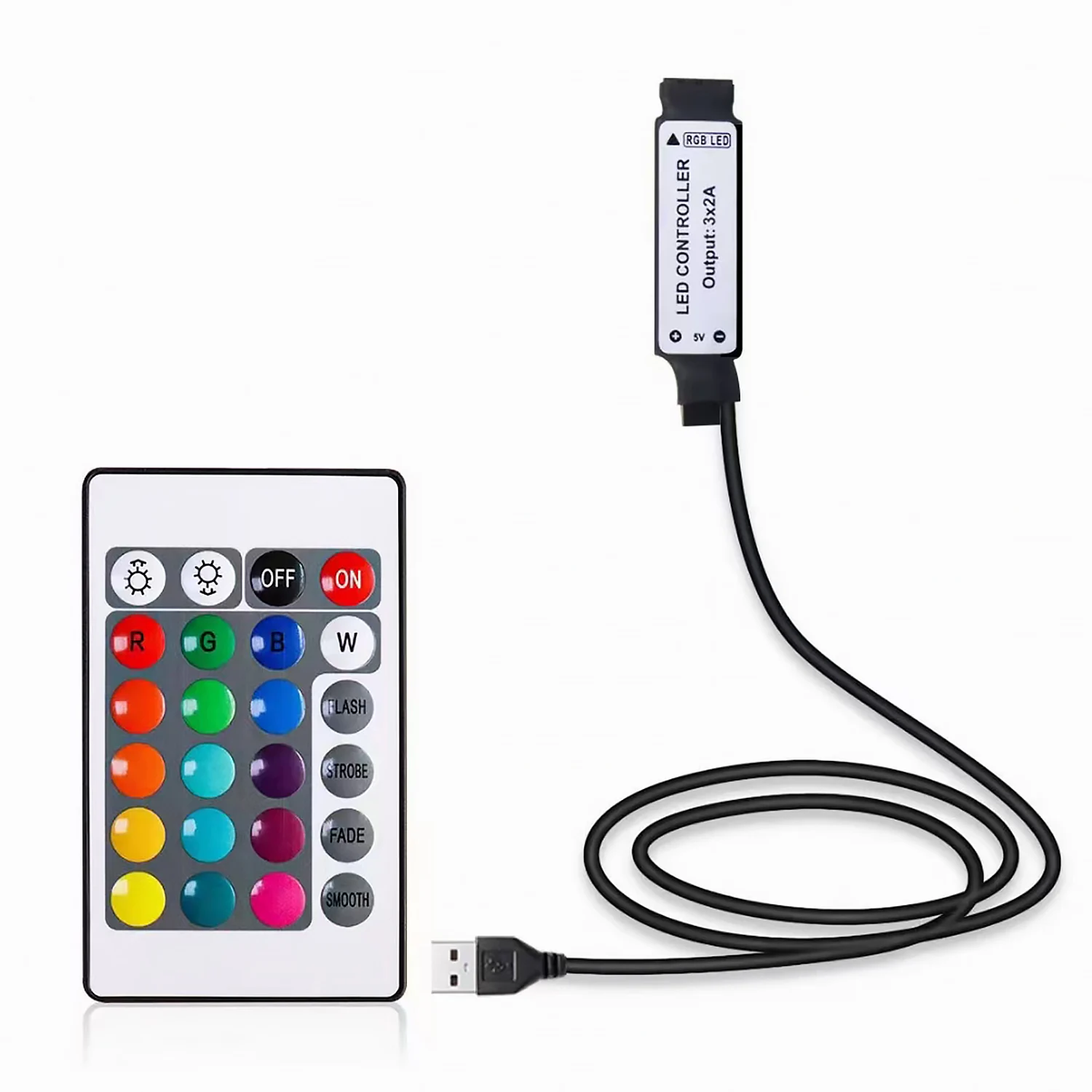 

100PCS USB 5V mini 24key RGB LED Controller 3key mini Control Simpl Dimmer for 5050 3528 2835 5V RGB LED Strip Lights 4Pin